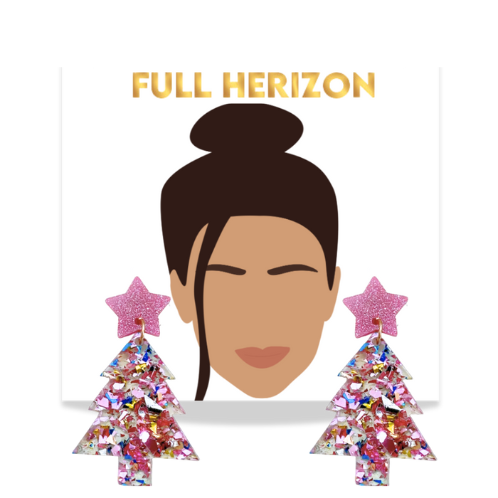 Sapin de Noël à confettis à paillettes roses