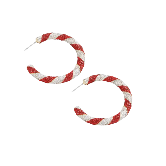 Sparkly Candy Cane Hoops (PREORDER-SHIPS 12/08)