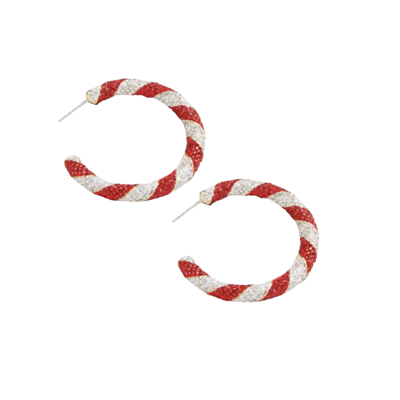 Sparkly Candy Cane Hoops (PREORDER-SHIPS 12/08)