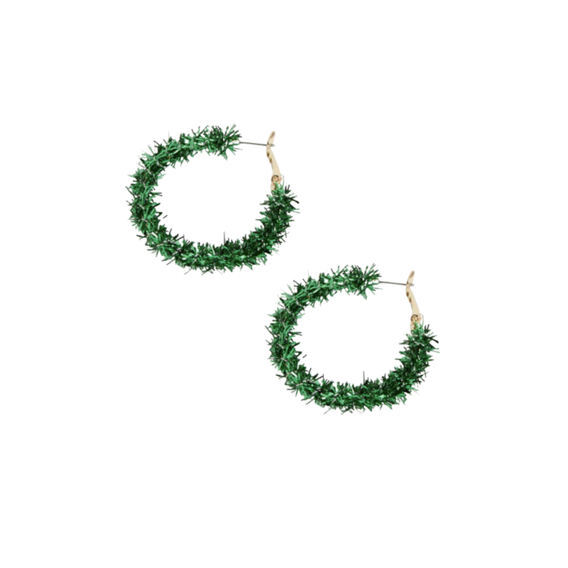 Green Tinsel Hoops