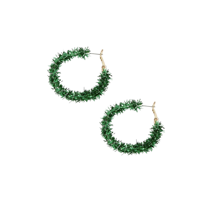 Green Tinsel Hoops