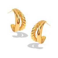 18K Gold-Plated Double Hoop Braided Rope Earrings