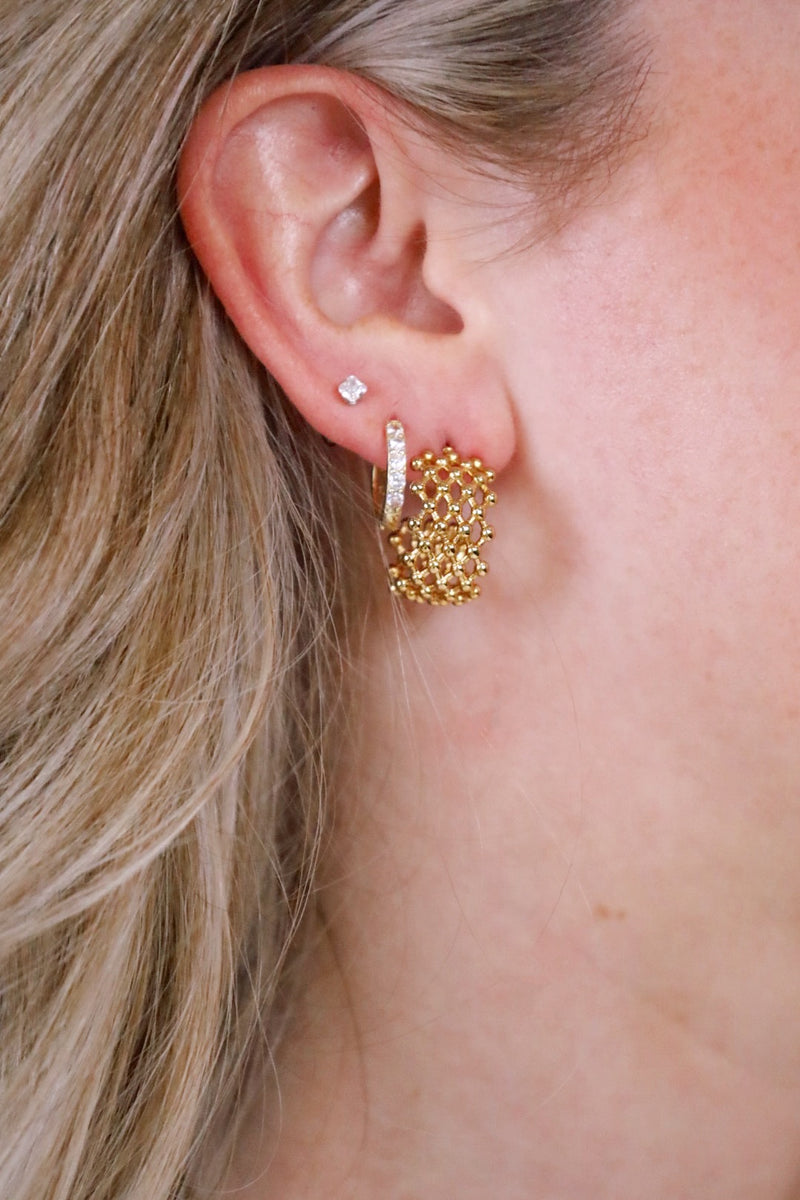 Dream Catchers! 14k Gold-Plated Net Hoops