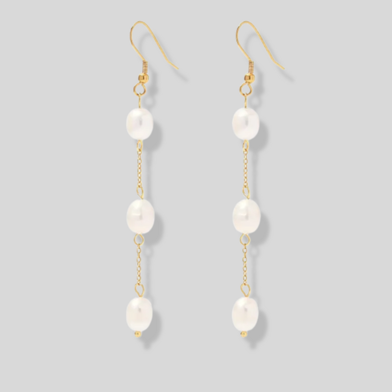 Elegant 14K Gold Pearl Drop Earrings