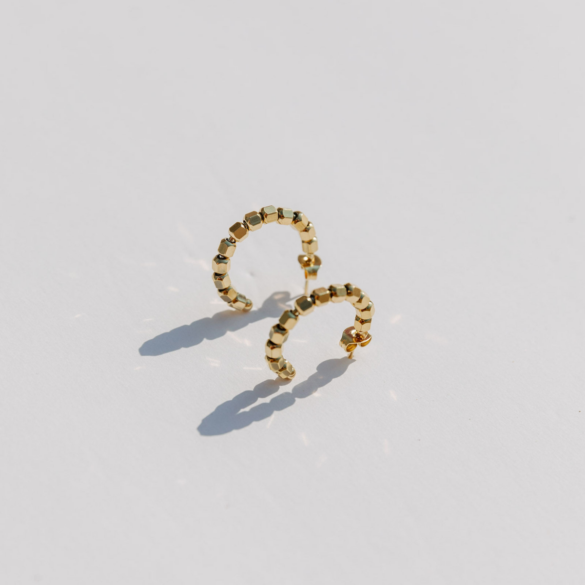 Resilient Small Beaded Gold Hoops
